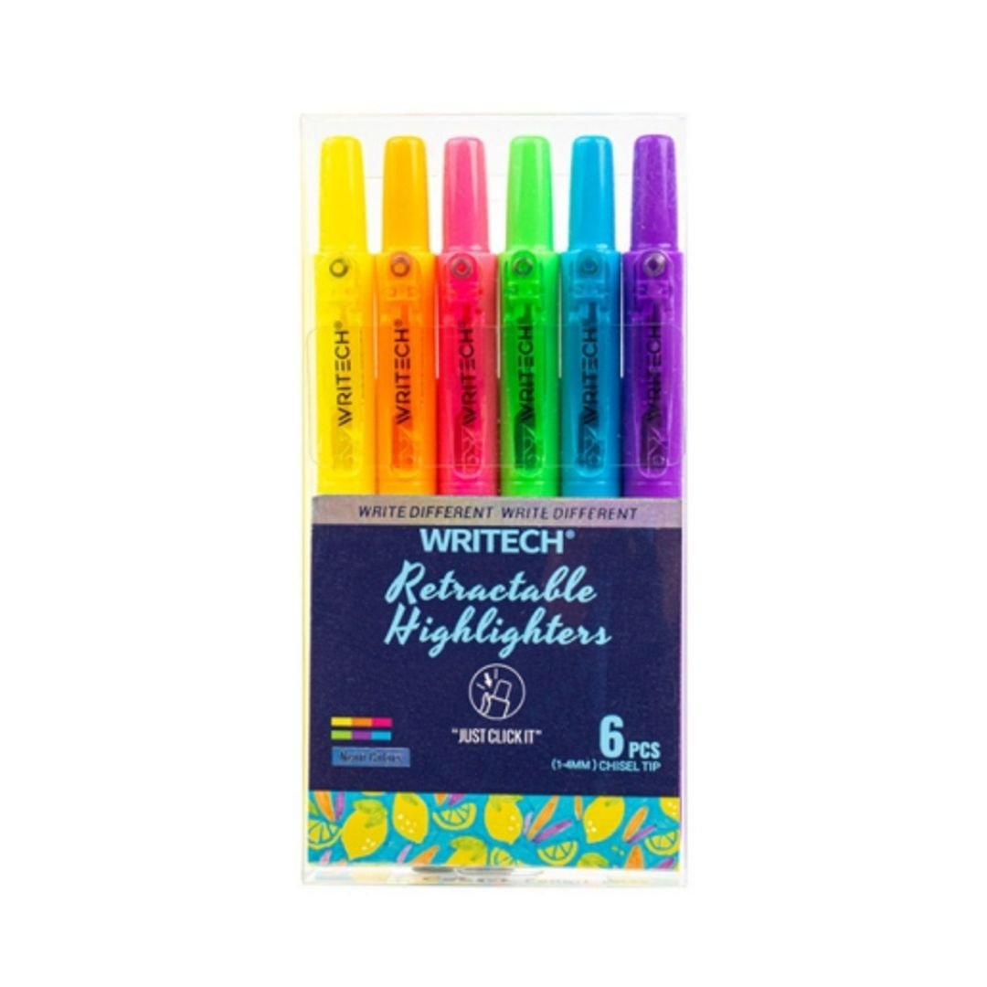 Retractable Highlighter Set of 6 Neon - Writech - Under the Rowan Trees