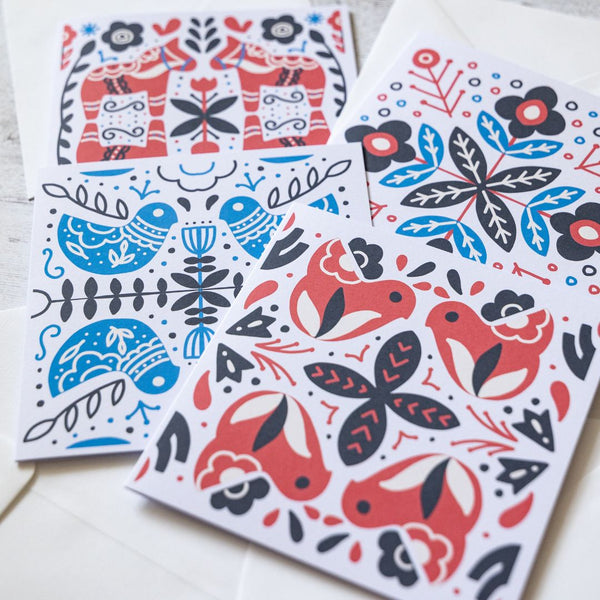 Scandi North Greeting Cards Set of 4-Greeting Cards-Under the Rowan Trees-