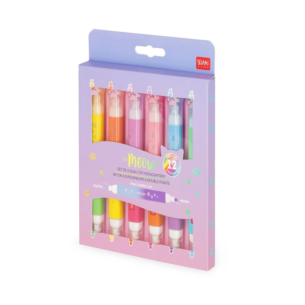 Set of 6 Dual Tip Highlighters Kitty - Legami - Legami