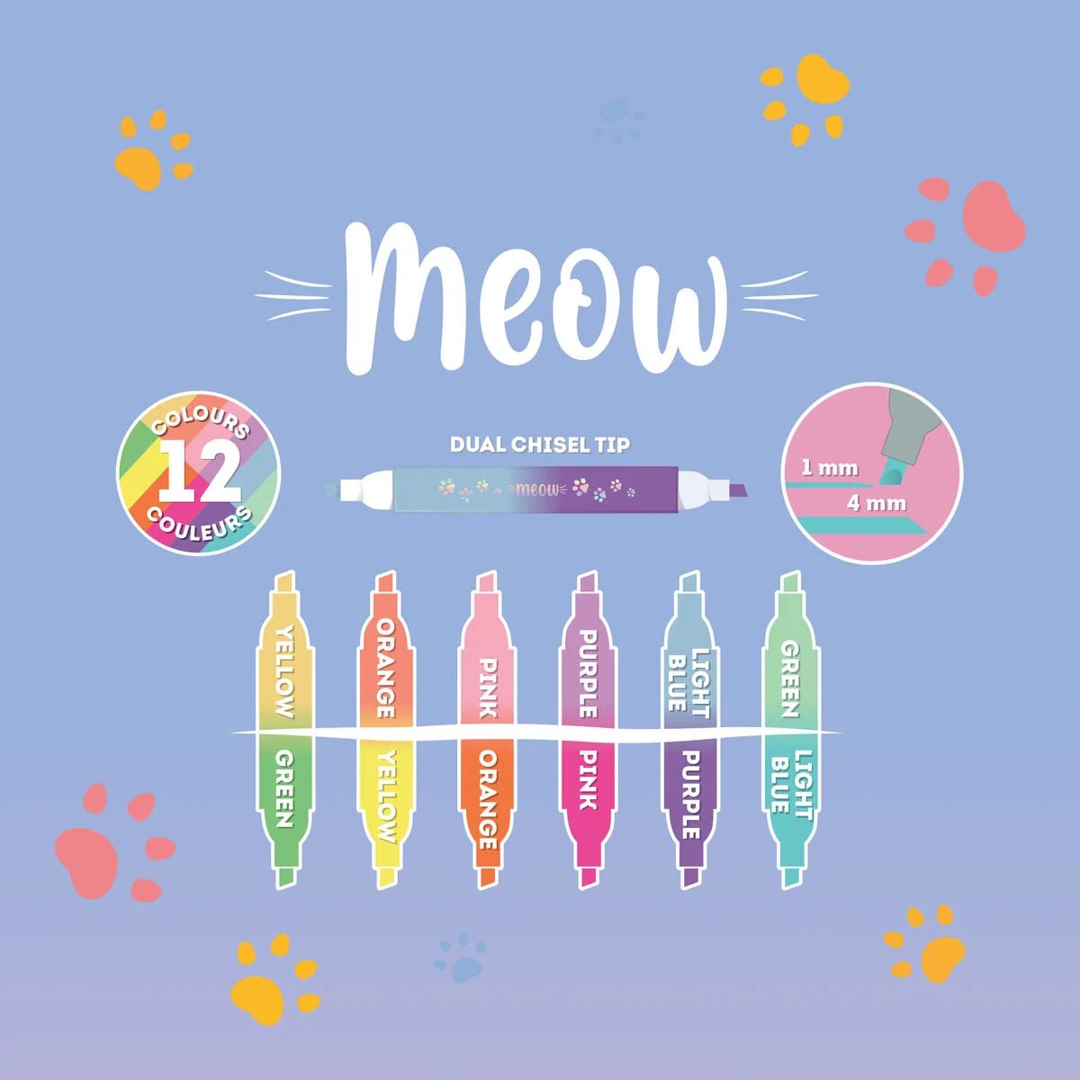 Set of 6 Dual Tip Highlighters Kitty - Legami - Legami