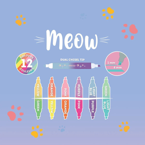 Set of 6 Dual Tip Highlighters Kitty - Legami - Legami