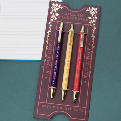 Shakespeare Set of 3 Metal Ballpoint Pens - Portico Designs