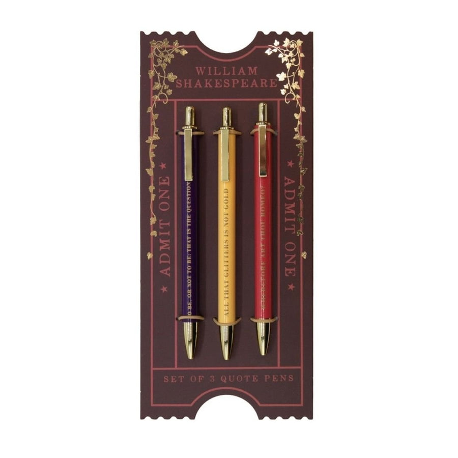 Shakespeare Set of 3 Metal Ballpoint Pens - Portico Designs