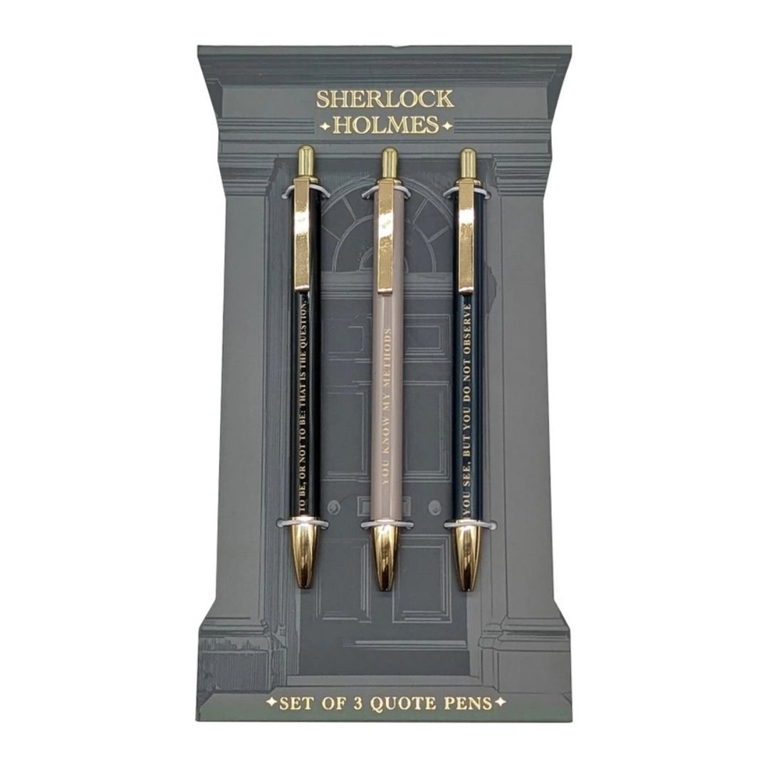 Sherlock Holmes Set of 3 Metal Ballpoint Pens - Portico Designs