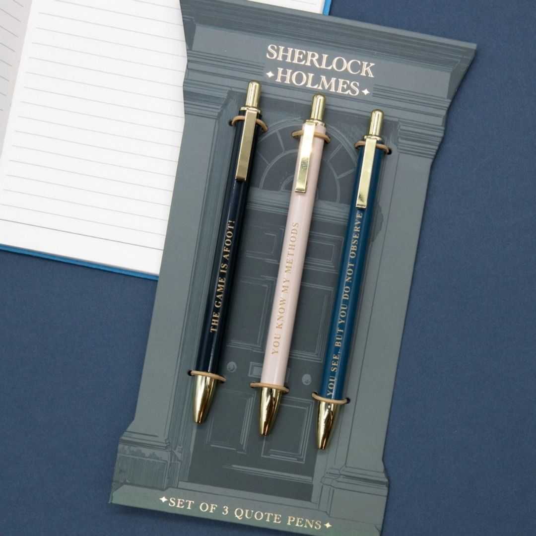 Sherlock Holmes Set of 3 Metal Ballpoint Pens - Portico Designs
