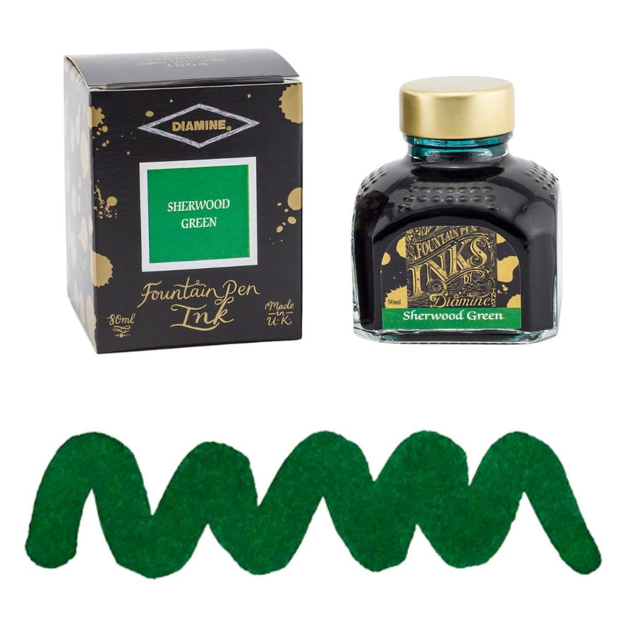 Sherwood Green Diamine Fountain Pen Ink 80ml - Diamine - Under the Rowan Trees