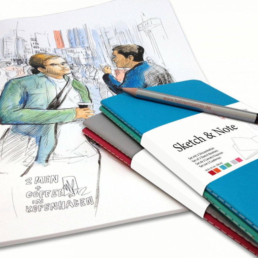 Sketch & Note Set of 2 Skechbooks - Red Orange - Hahnemüehle