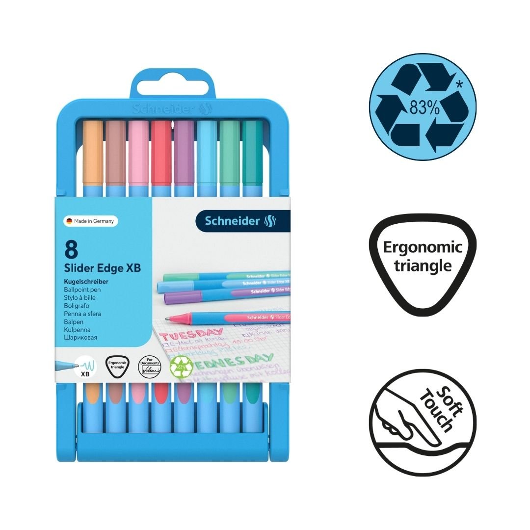 Slider Edge XB Pastel Ballpoint Pens Set of 8 - Schneider