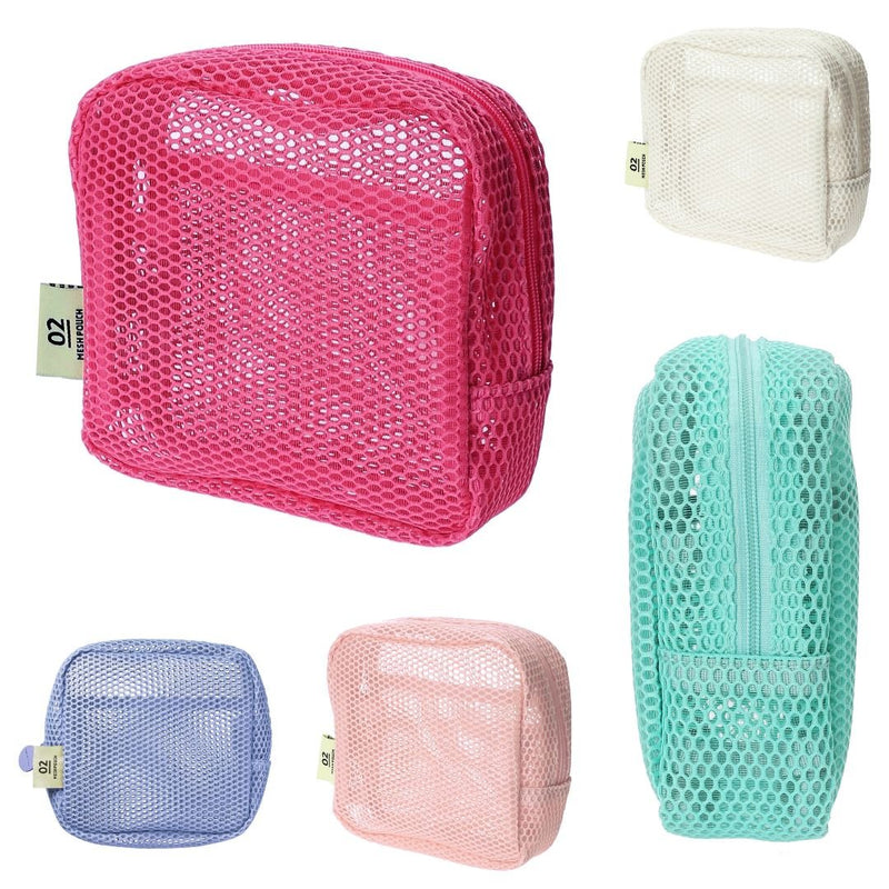 Mesh Stationery Storage Pouch - Square-Storage-Mark's Inc.-Bright Pink