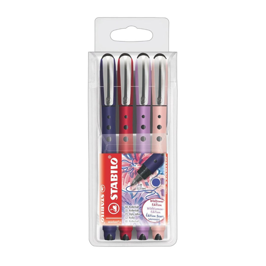 STABILO Worker+ Wildflower Rollerball Pens Set of 4 - Stabilo