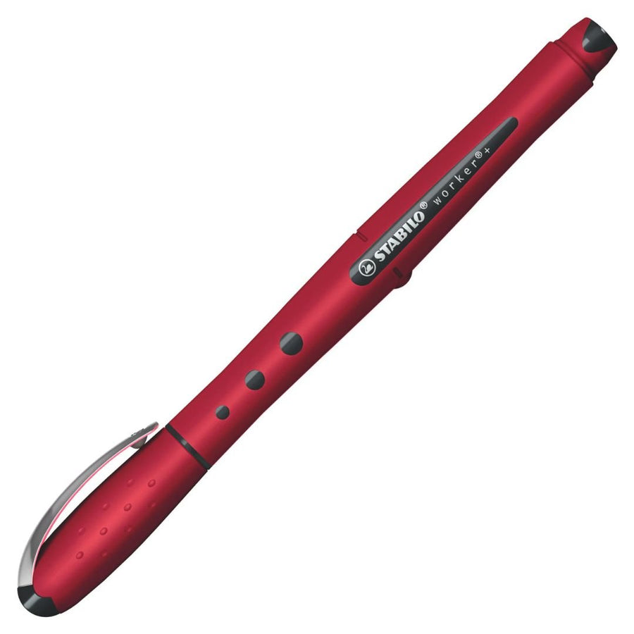 STABILO Worker+ Wildflower Rollerball Pens with Blue Ink - Burgundy - Stabilo