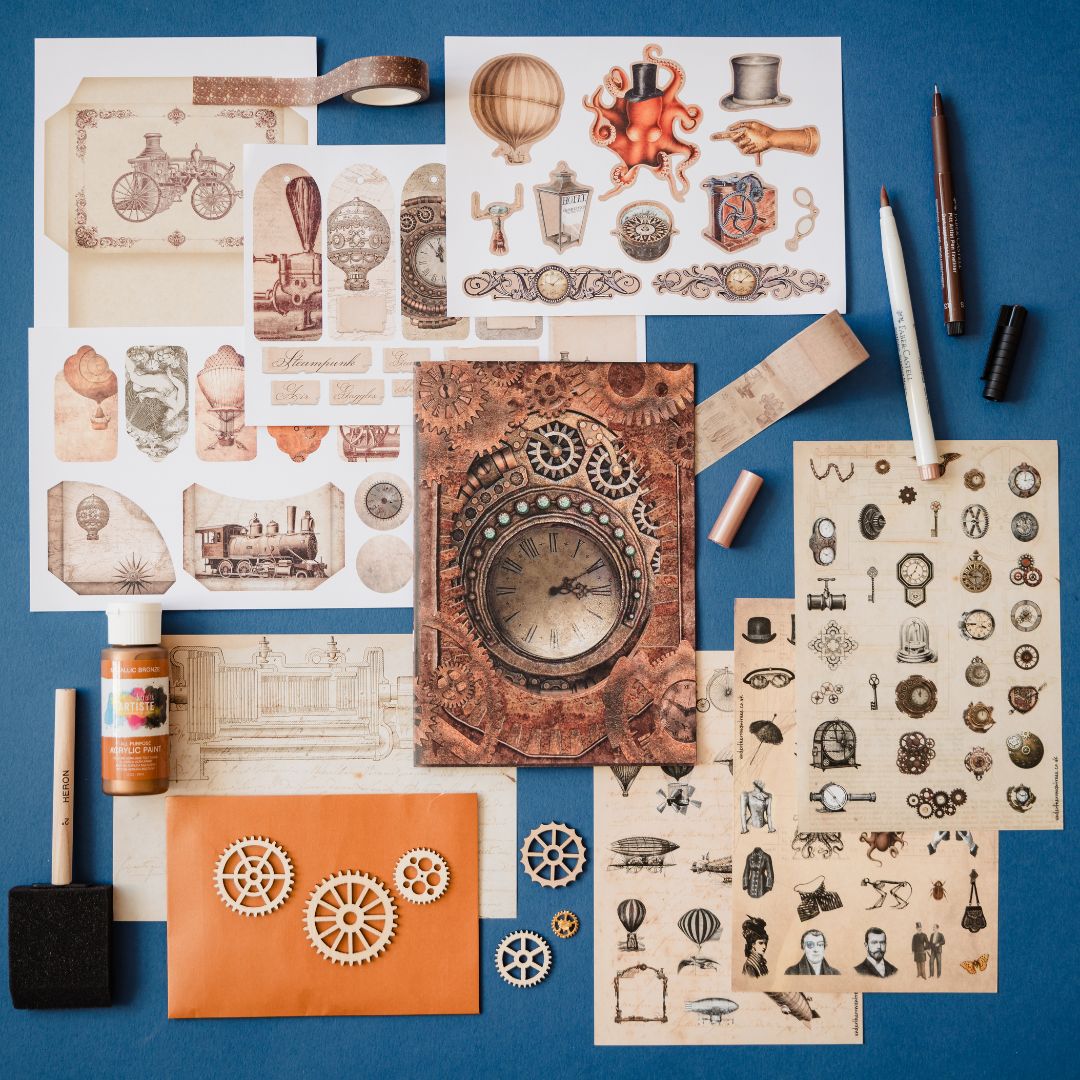 Steampunk Junk Journaling Stationery Gift Box - Under the Rowan Trees