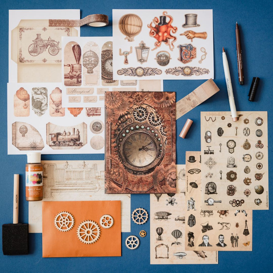 Steampunk Junk Journaling Stationery Gift Box - Under the Rowan Trees