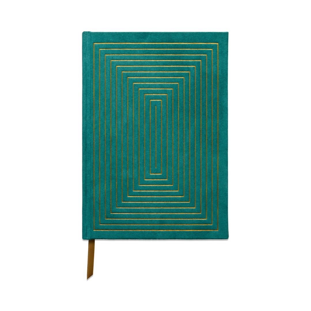 Suedette Hardcover Journal - Green - Linear Boxes - Designworks Collective - Under the Rowan Trees