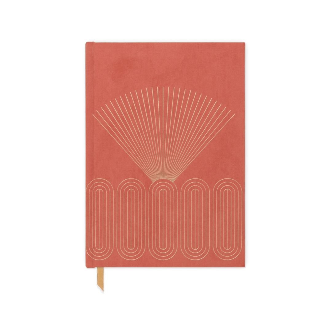 Suedette Hardcover Journal - Terracotta - Radiant Rays - Designworks Collective - Under the Rowan Trees