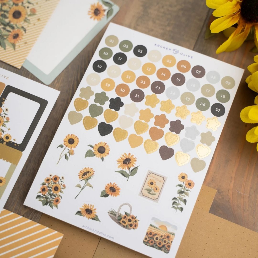 Sunflower Field September Monthly Planner Kit Archer & Olive - Archer & Olive