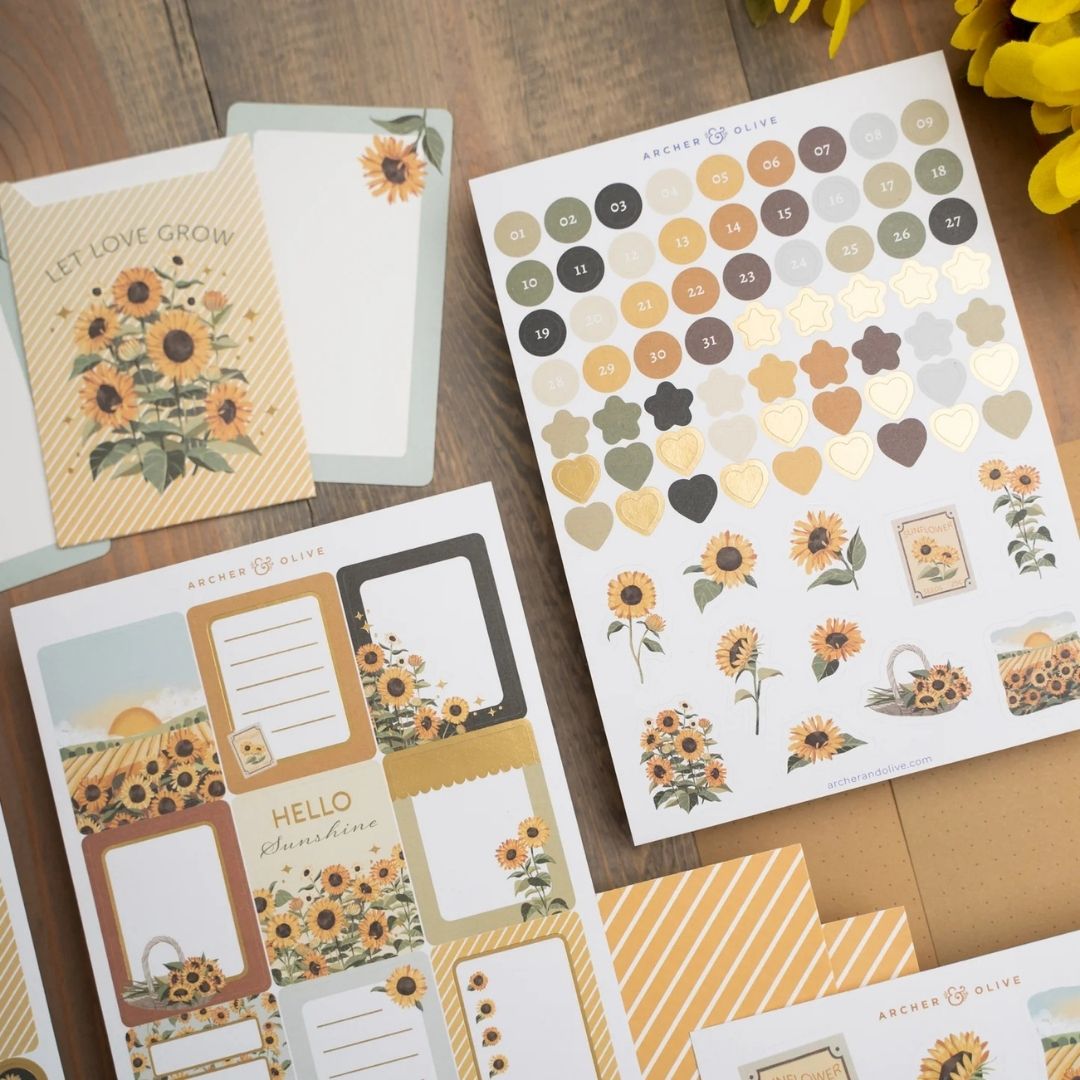 Sunflower Field September Monthly Planner Kit Archer & Olive - Archer & Olive