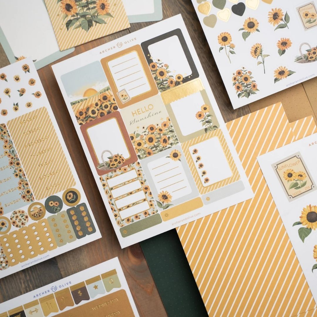 Sunflower Field September Monthly Planner Kit Archer & Olive - Archer & Olive