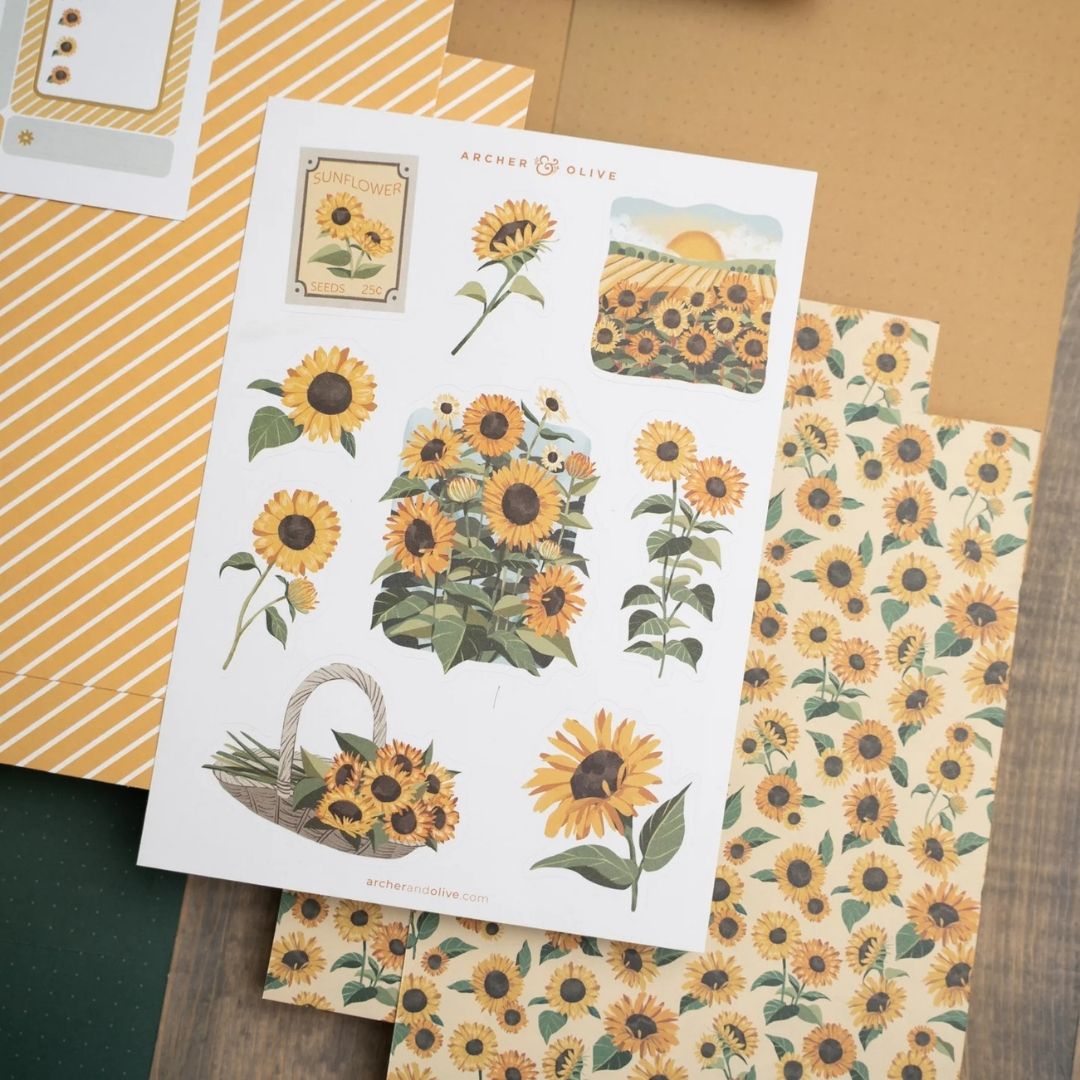 Sunflower Field September Monthly Planner Kit Archer & Olive - Archer & Olive