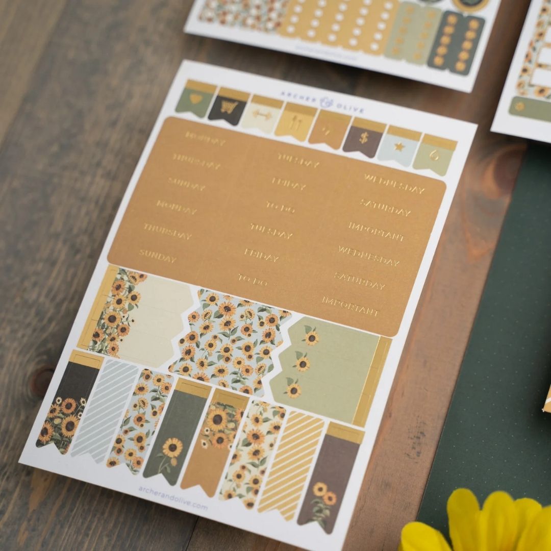 Sunflower Field September Monthly Planner Kit Archer & Olive - Archer & Olive