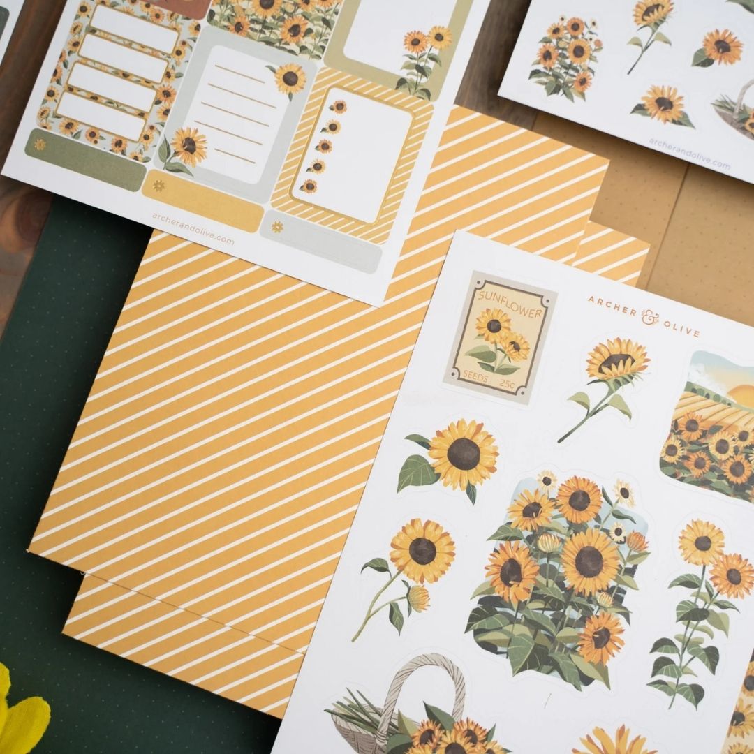 Sunflower Field September Monthly Planner Kit Archer & Olive - Archer & Olive