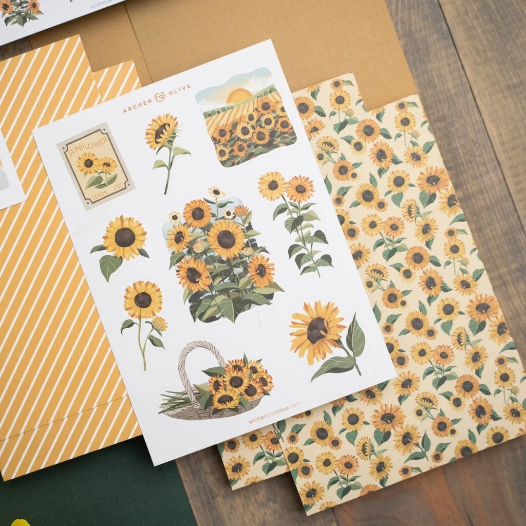 Sunflower Field September Monthly Planner Kit Archer & Olive - Archer & Olive