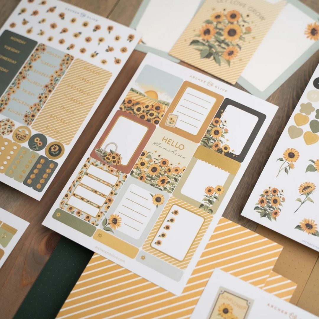 Sunflower Field September Monthly Planner Kit Archer & Olive - Archer & Olive