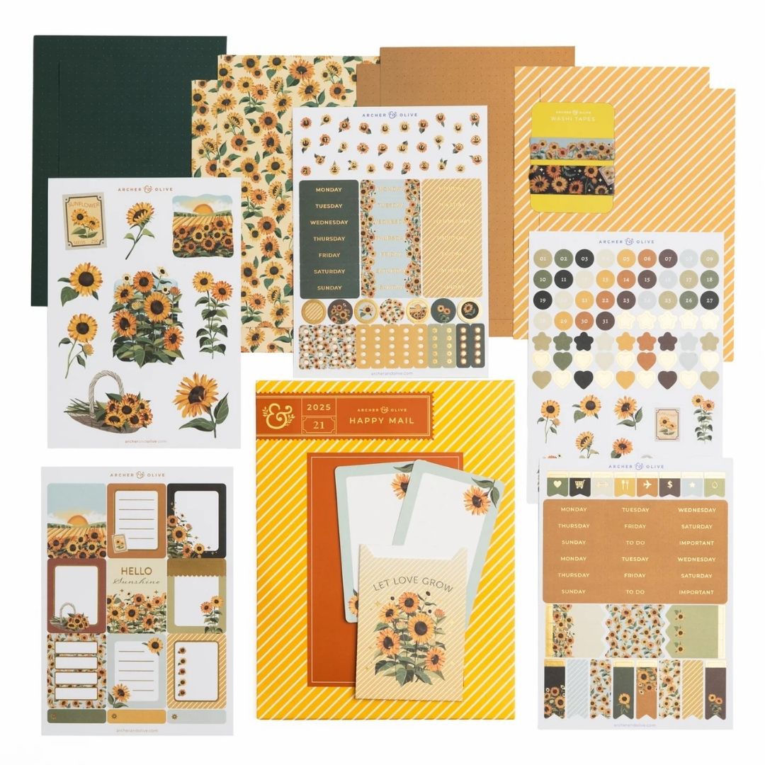 Sunflower Field September Monthly Planner Kit Archer & Olive - Archer & Olive