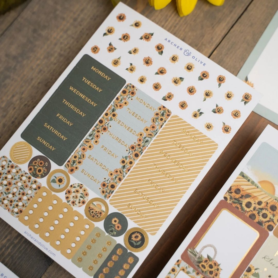 Sunflower Field September Monthly Planner Kit Archer & Olive - Archer & Olive