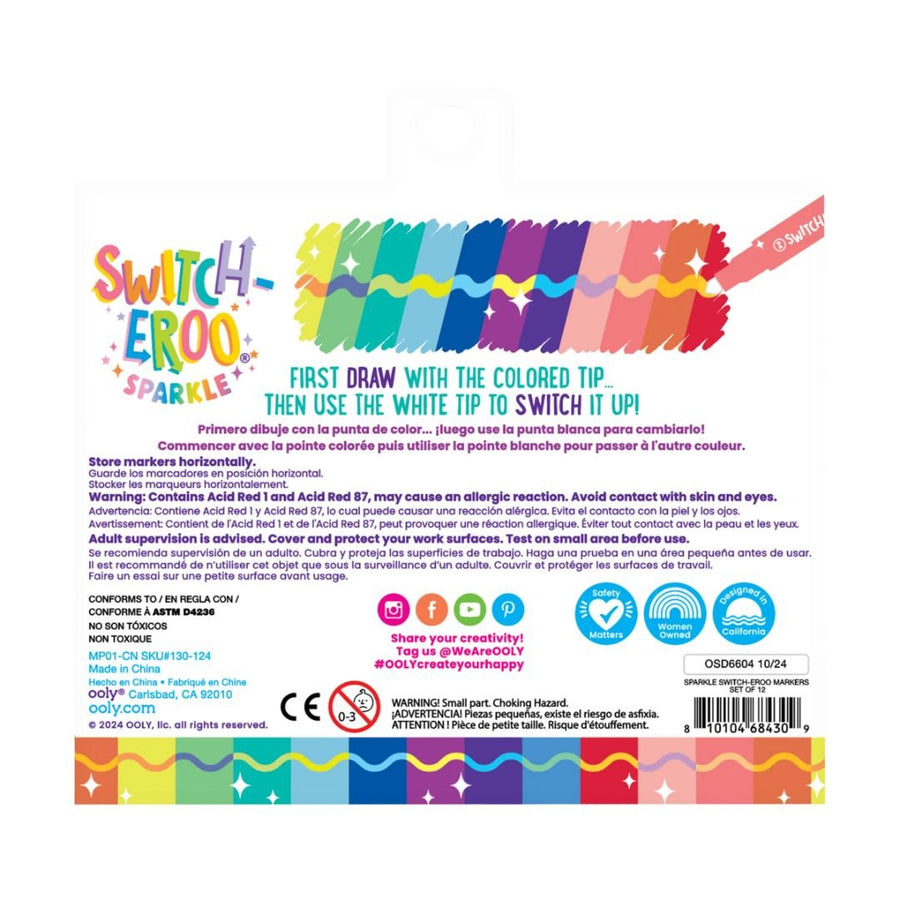 Switch - eroo! Sparkle Glittery Colour - Changing Markers - Set of 12 - Ooly