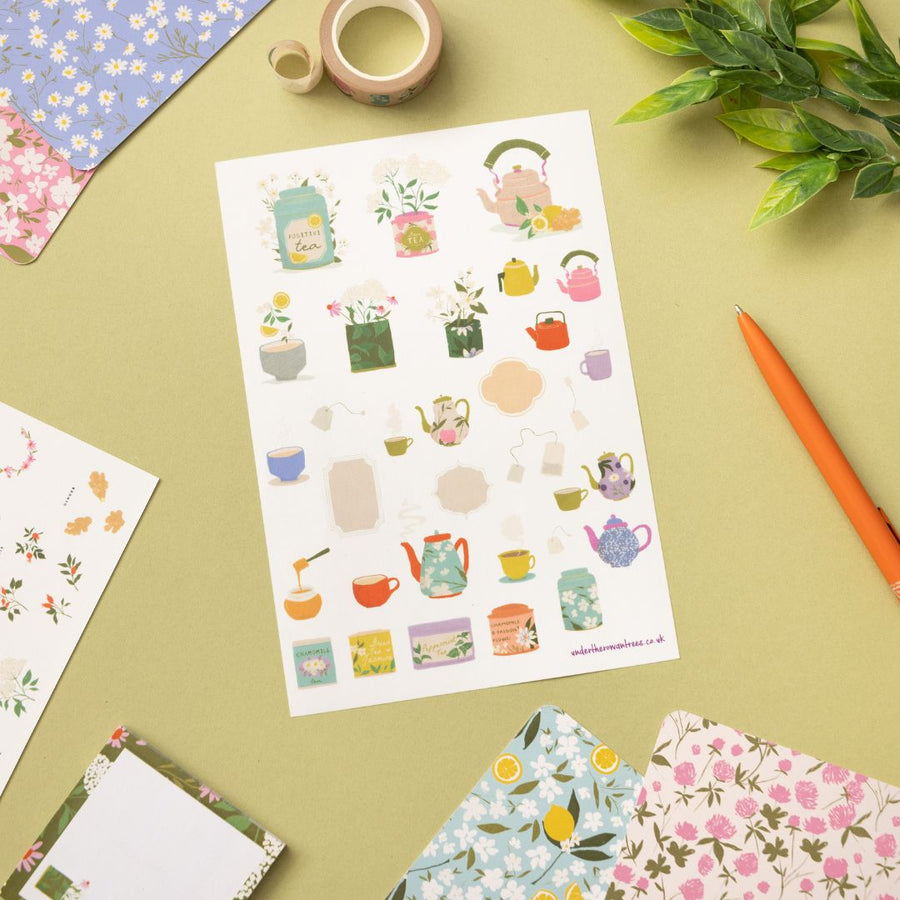 Tea Time Washi Sticker Sheets - Objects - Under the Rowan Trees