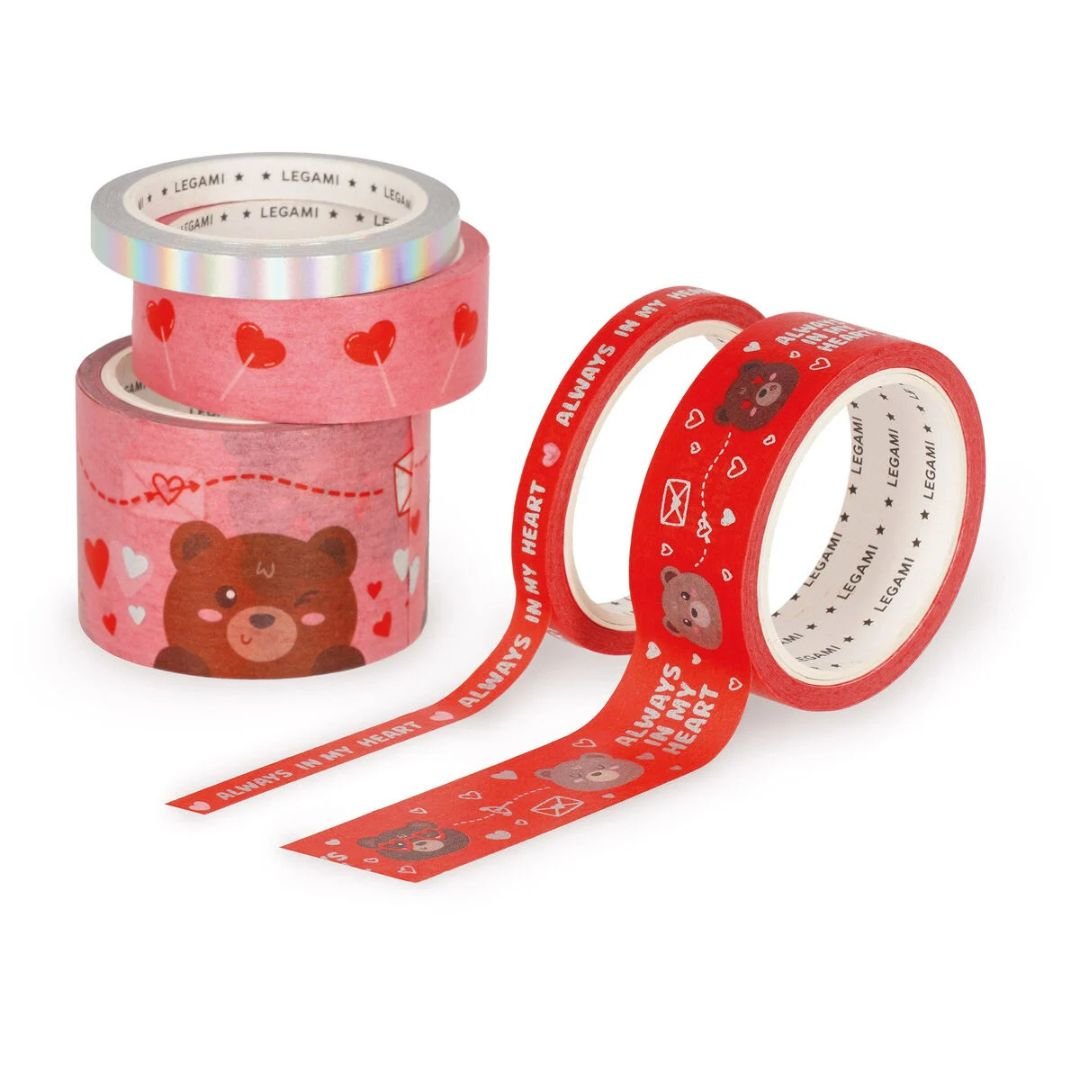 Teddy Bear Decorative Tape Set Valentine - Legami - Legami