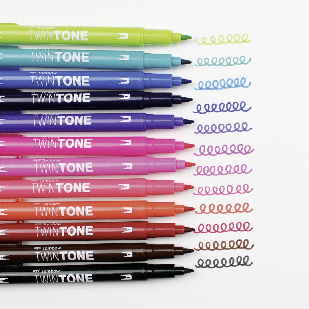 Tombow TwinTone Dual - Tip Marker 12 Bright Colours - Tombow