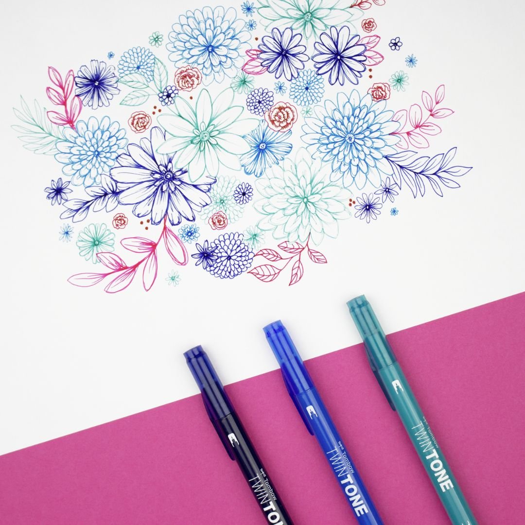 Tombow TwinTone Dual - Tip Marker 12 Bright Colours - Tombow