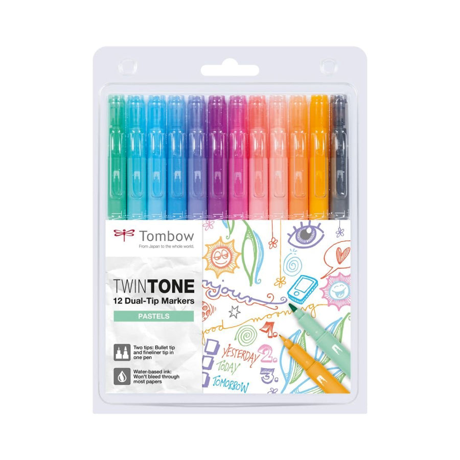 Tombow TwinTone Dual - Tip Marker 12 Pastel Colours - Tombow