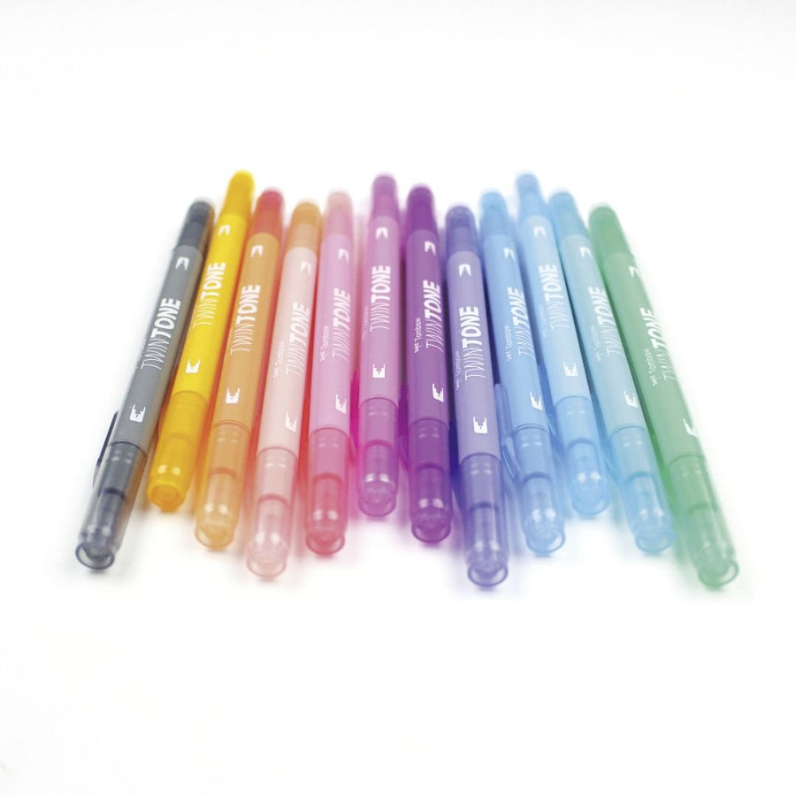 Tombow TwinTone Dual - Tip Marker 12 Pastel Colours - Tombow