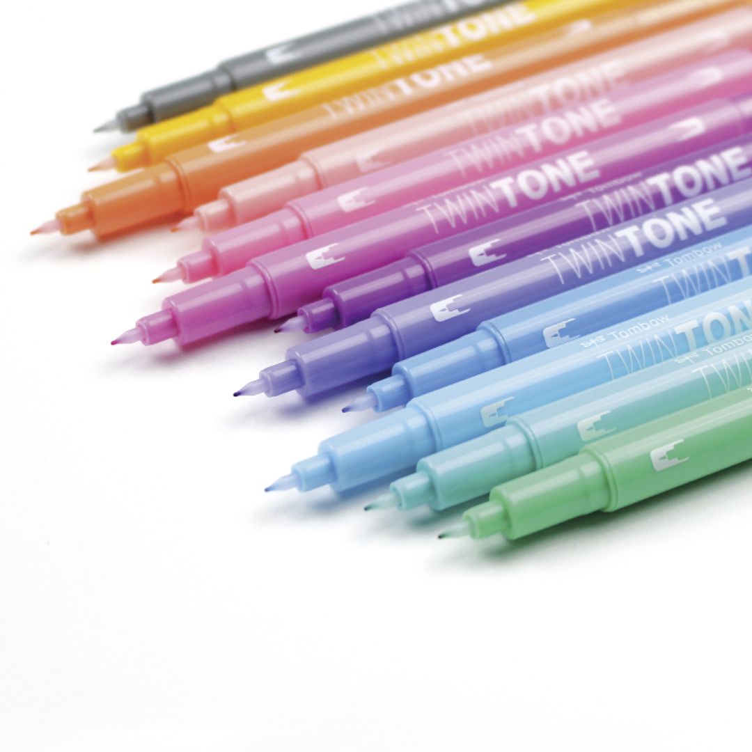 Tombow TwinTone Dual - Tip Marker 12 Pastel Colours - Tombow