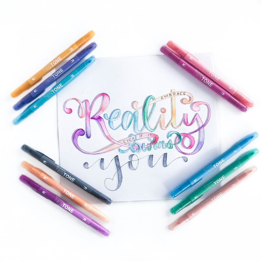 Tombow TwinTone Dual - Tip Marker 12 Pastel Colours - Tombow