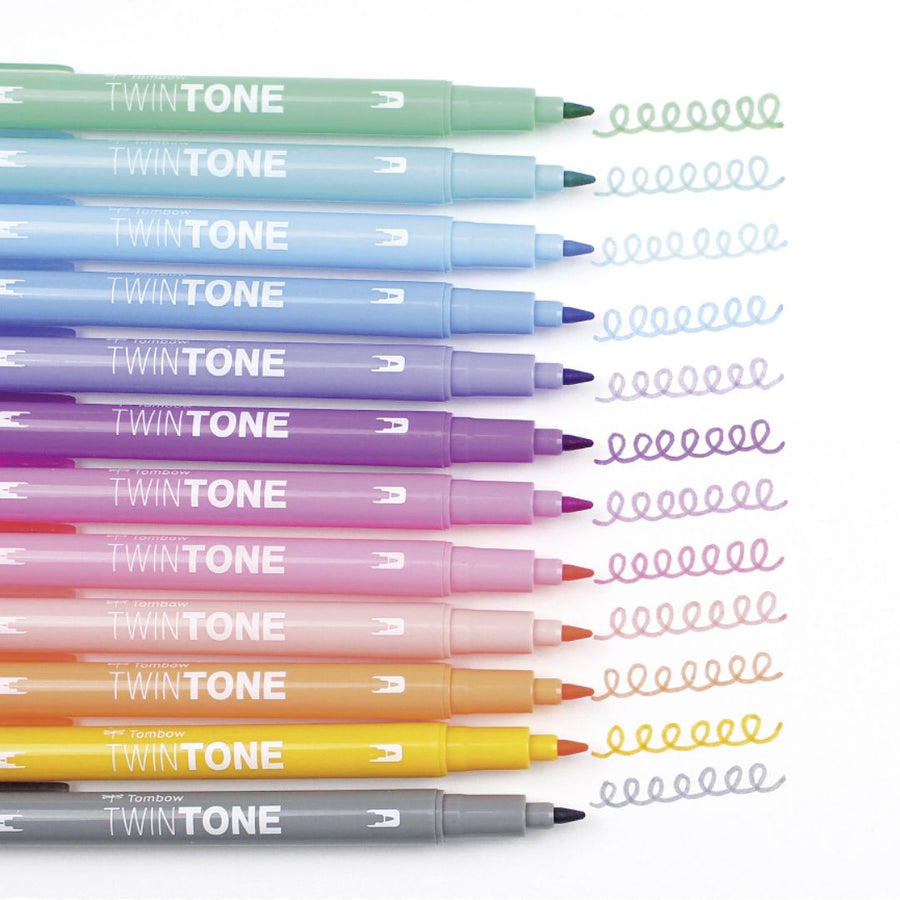 Tombow TwinTone Dual - Tip Marker 12 Pastel Colours - Tombow