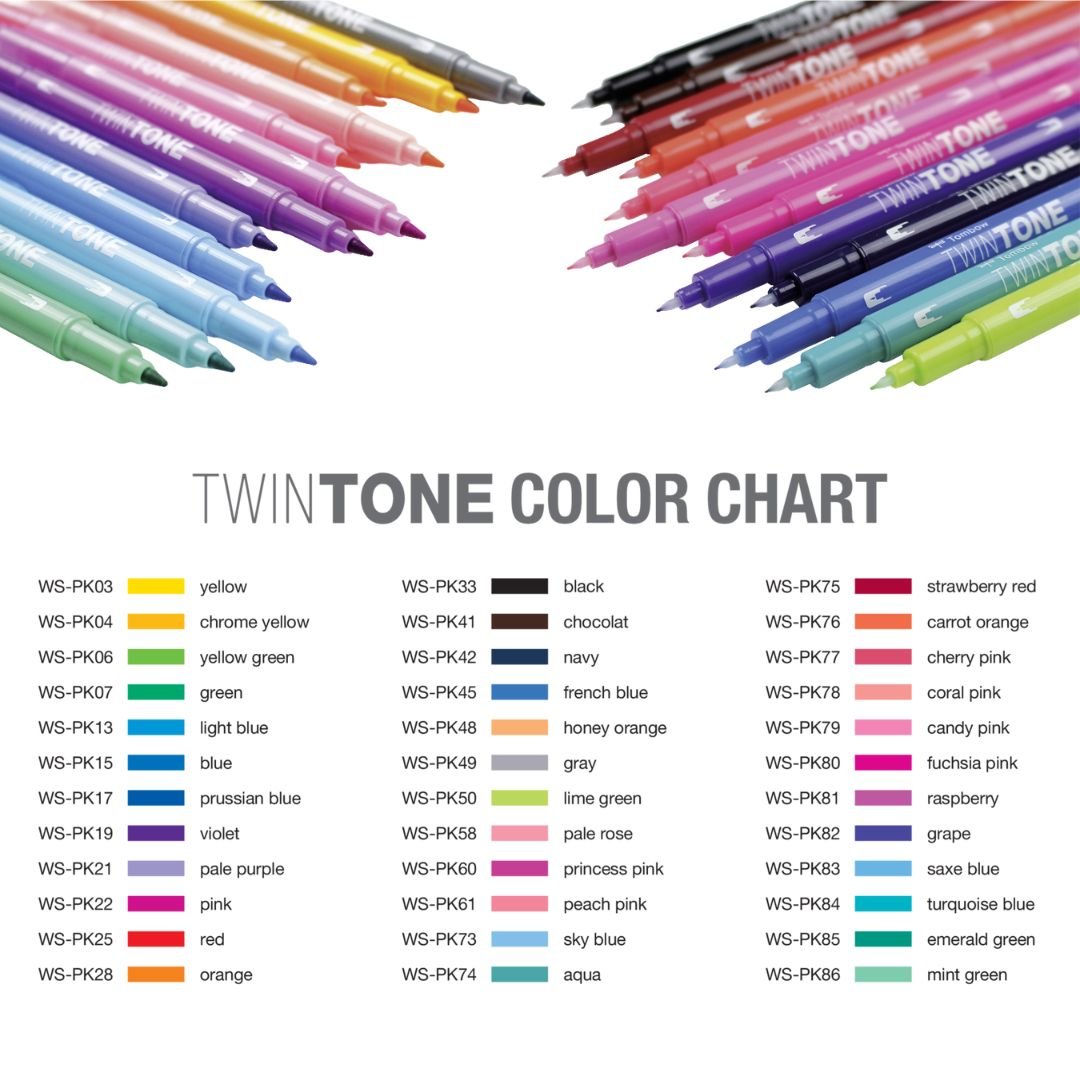 Tombow TwinTone Dual - Tip Marker 12 Pastel Colours - Tombow