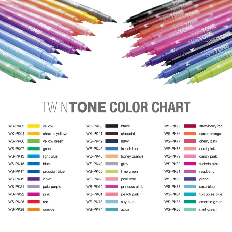 Tombow TwinTone Dual - Tip Marker 12 Pastel Colours - Tombow