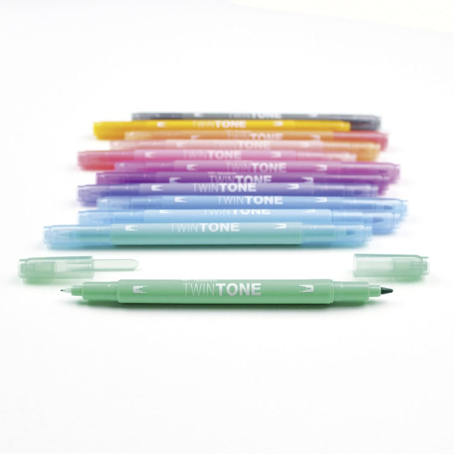Tombow TwinTone Dual - Tip Marker 12 Pastel Colours - Tombow