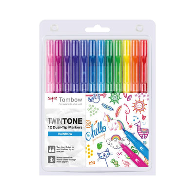 Tombow TwinTone Dual - Tip Marker 12 Rainbow Colours - Tombow