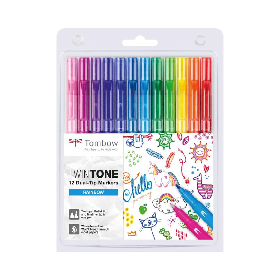 Tombow TwinTone Dual - Tip Marker 12 Rainbow Colours - Tombow