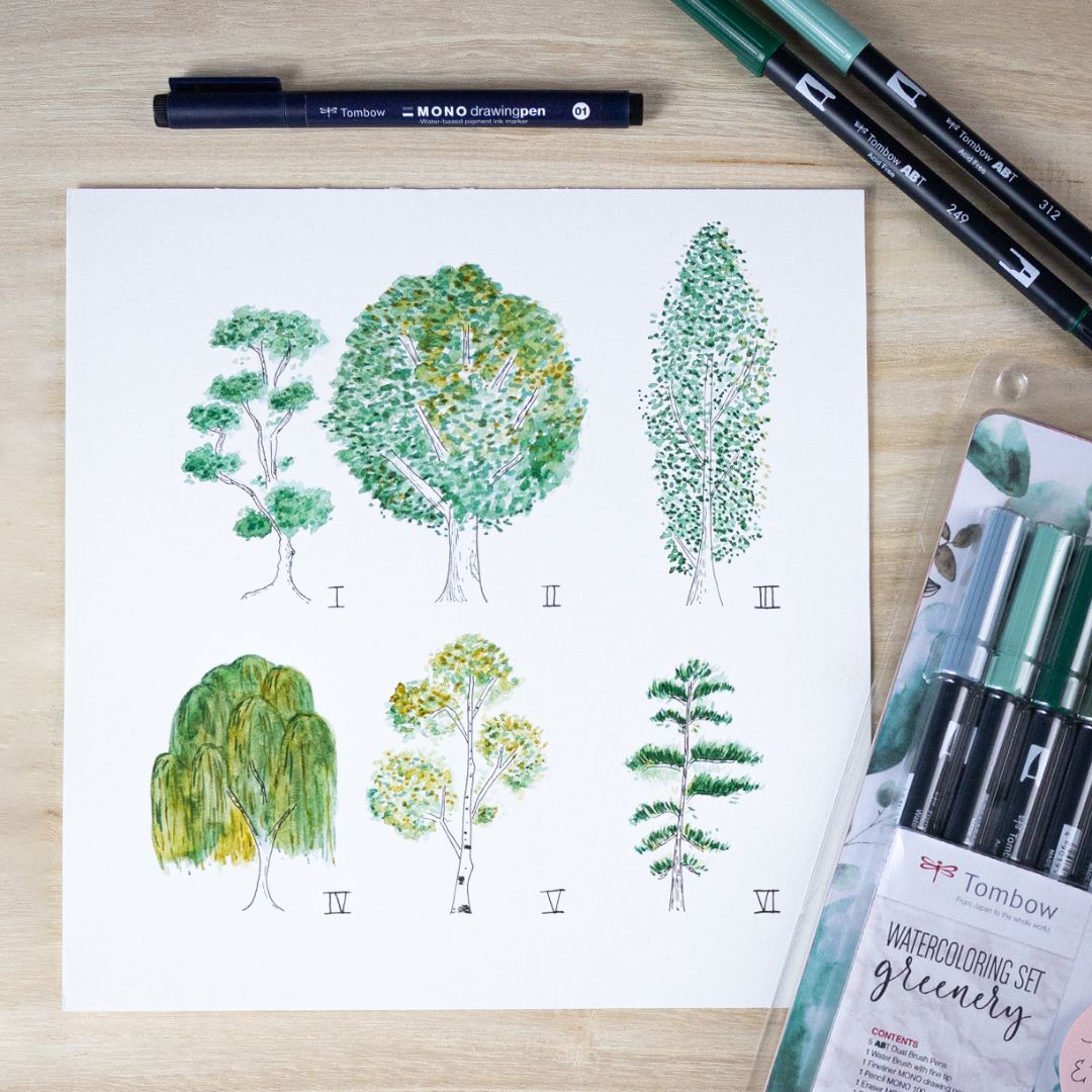 Tombow Watercolouring Set - Greenery - Tombow