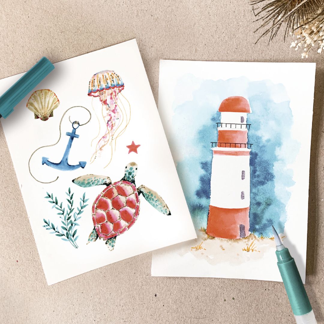Tombow Watercolouring Set - Nature or Seaside - Seaside - Tombow
