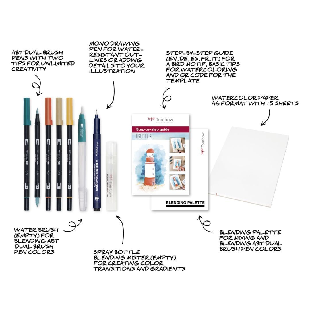 Tombow Watercolouring Set - Nature or Seaside - Seaside - Tombow