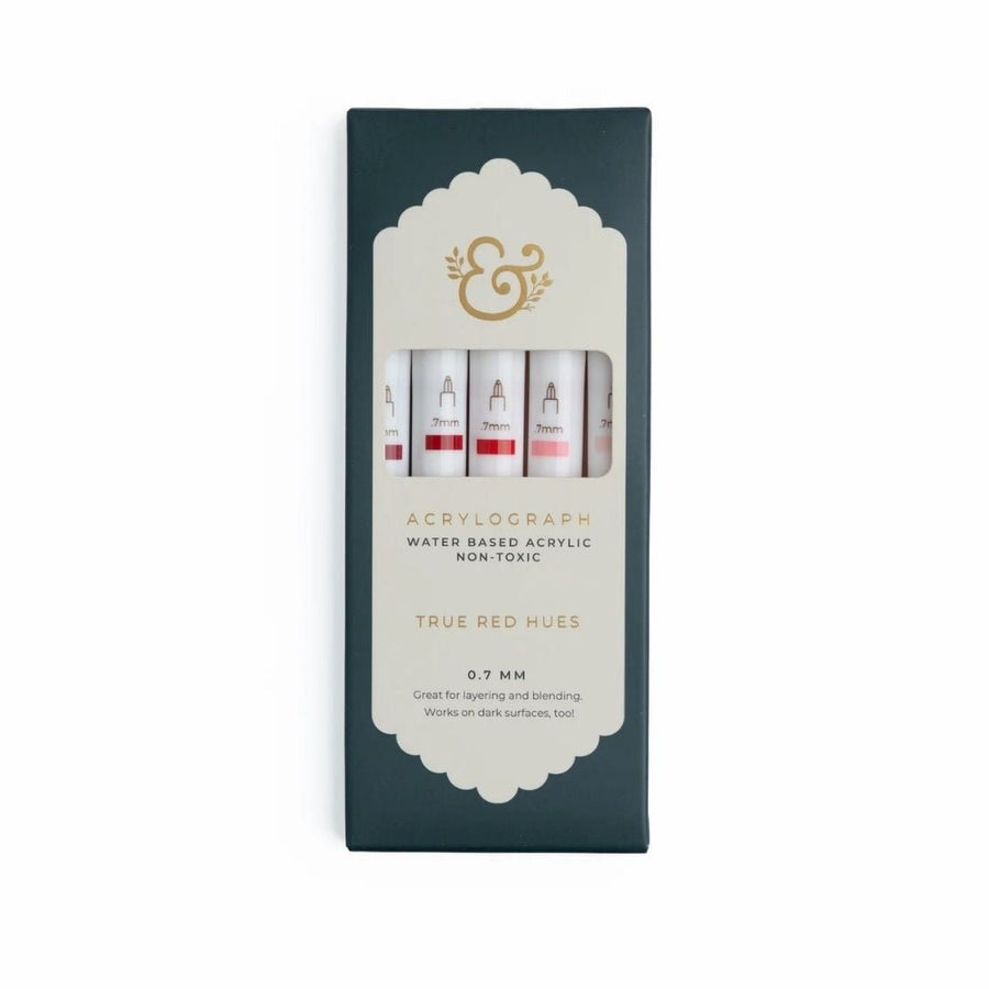 True Red Hues Acrylograph Pens - Set of 5 - Archer & Olive