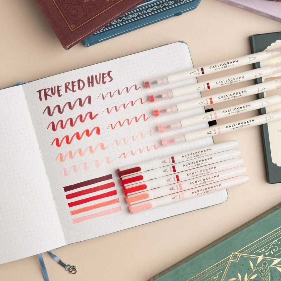 True Red Hues Calliograph Pens - Set of 5 - Archer & Olive