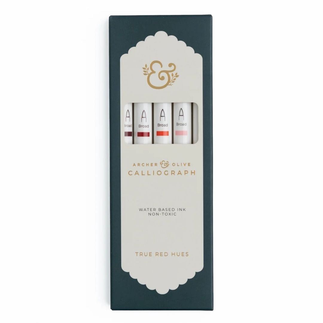 True Red Hues Calliograph Pens - Set of 5 - Archer & Olive